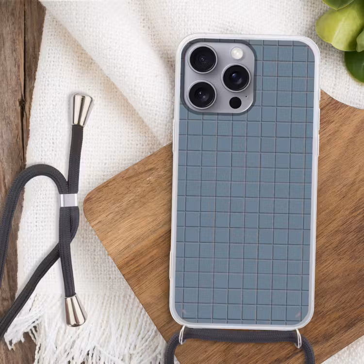 Patroon - Tegel - Blauwgrijs Hoesje iPhone 16 Pro Max met koord klein 804 -sfeer4