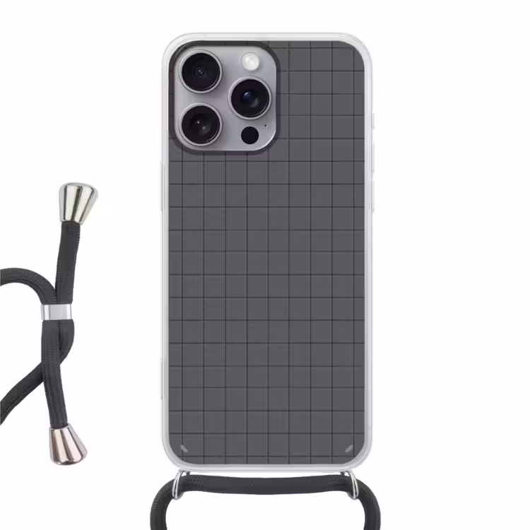 Patroon - Tegel - Grafiet - Grijs Hoesje iPhone 16 Pro Max met koord klein 804 -3d