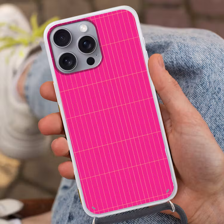 Patroon - Tegel - Magenta - Roze Hoesje iPhone 16 Pro Max met koord klein 804 -sfeer3