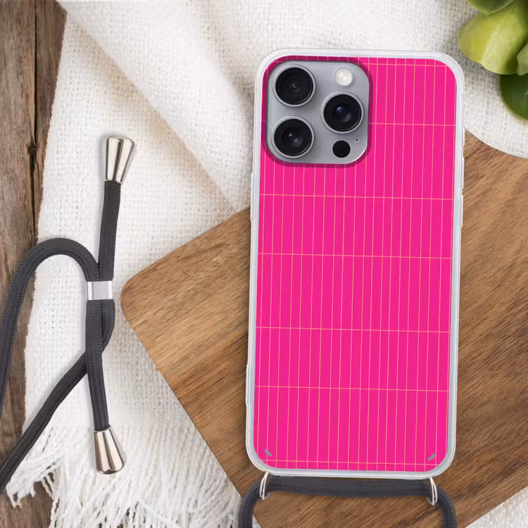 Patroon - Tegel - Magenta - Roze Hoesje iPhone 16 Pro Max met koord klein 804 -sfeer4