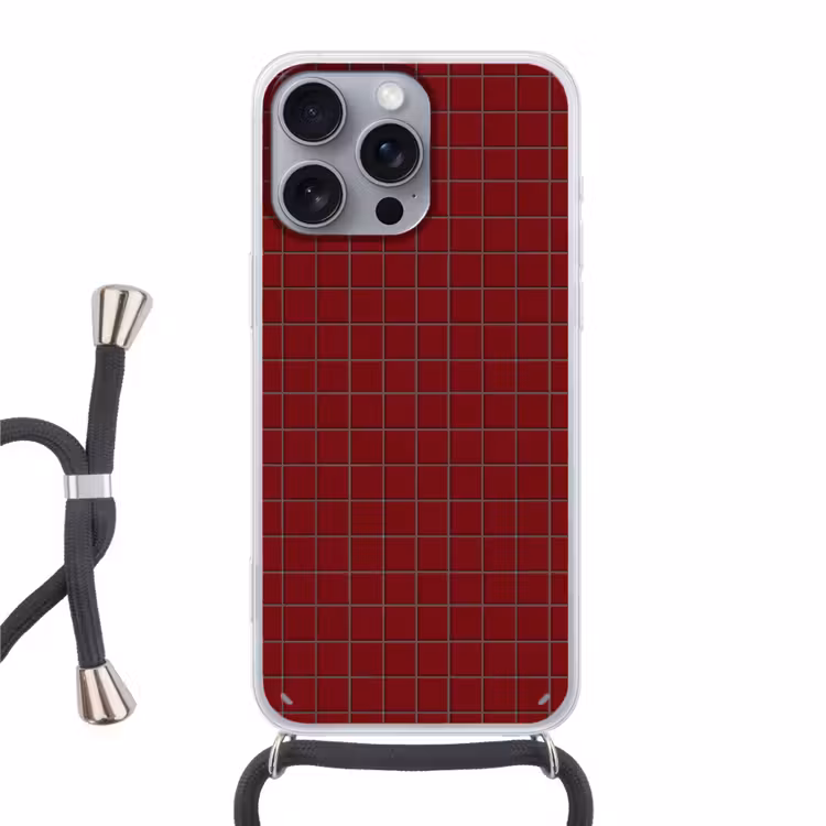 Patroon - Tegels - Burgundy Hoesje iPhone 16 Pro Max met koord klein 804 -3d