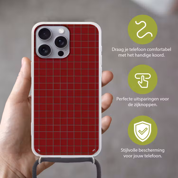 Patroon - Tegels - Burgundy Hoesje iPhone 16 Pro Max met koord klein 804 -sfeer2_NL