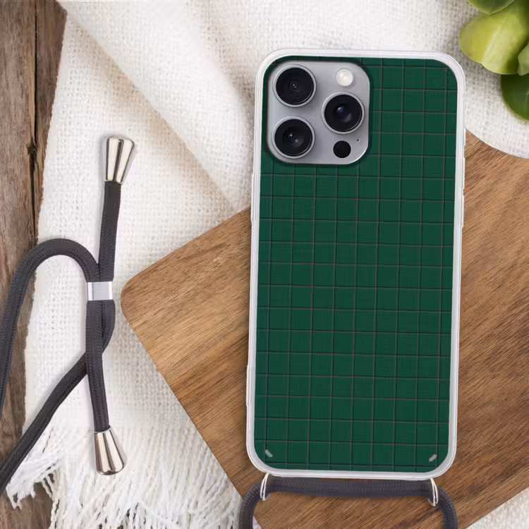 Patroon - Tegels - Dennen - Groen Hoesje iPhone 16 Pro Max met koord klein 804 -sfeer4
