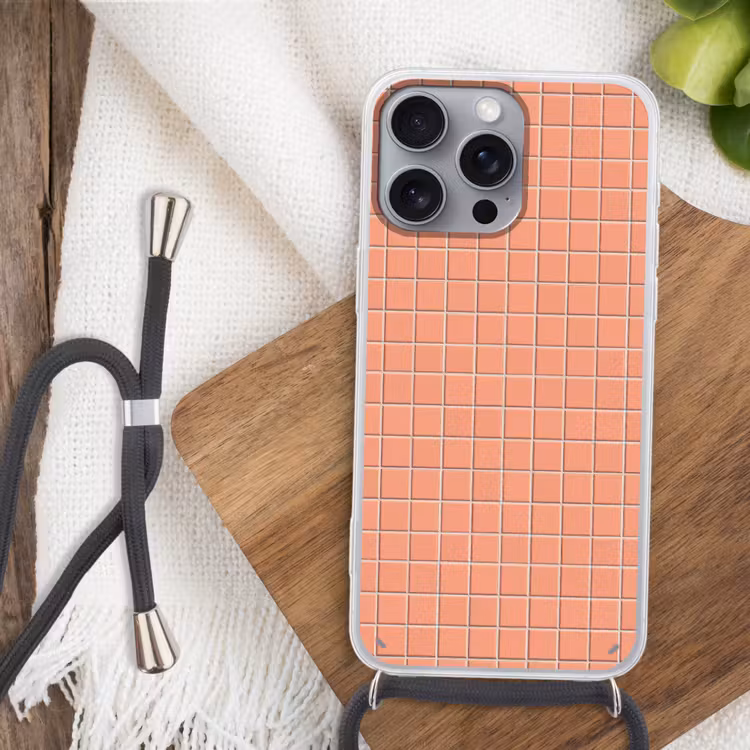 Patroon - Tegels - Perzik Hoesje iPhone 16 Pro Max met koord klein 804 -sfeer4