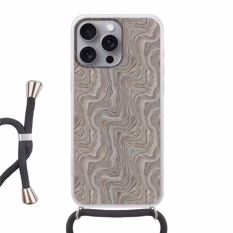 Patroon - Textuur - Grijs Hoesje iPhone 16 Pro Max met koord klein 804 -3d