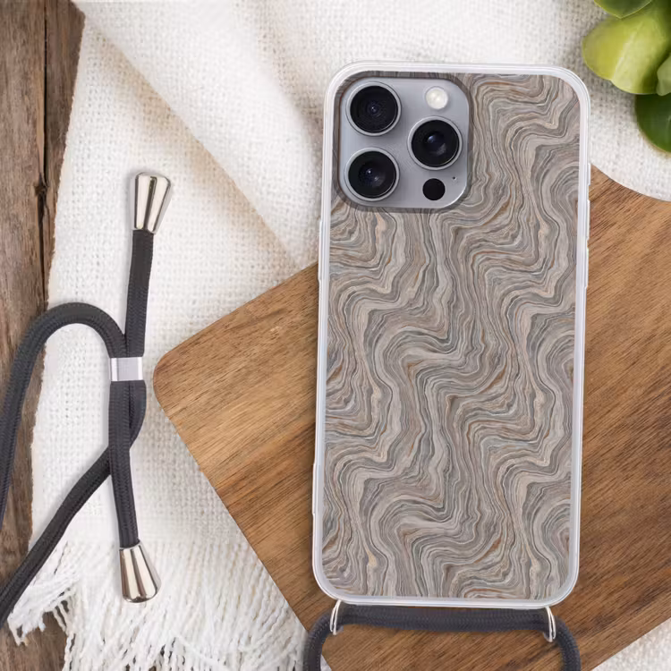 Patroon - Textuur - Grijs Hoesje iPhone 16 Pro Max met koord klein 804 -sfeer4
