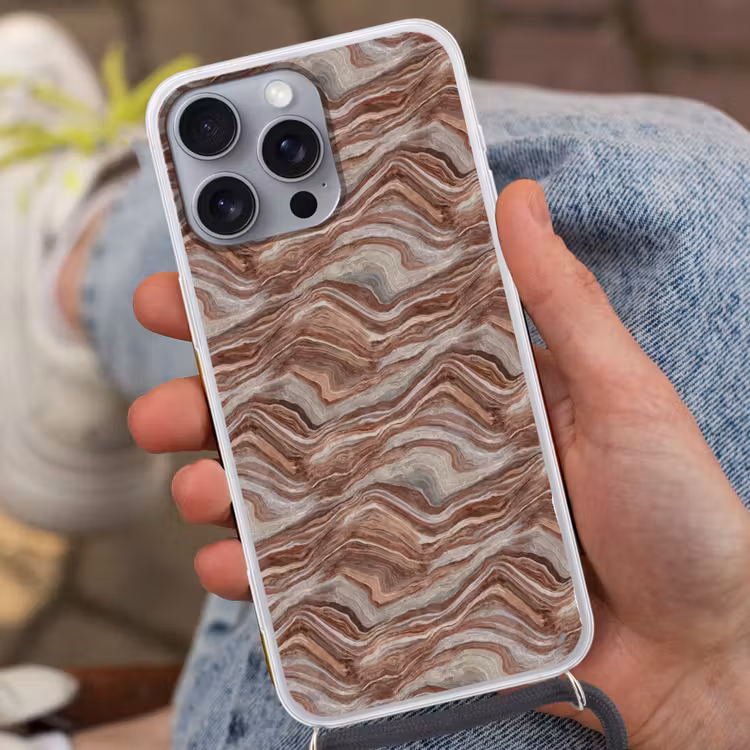 Patroon - Zandsteen - Travertijn Hoesje iPhone 16 Pro Max met koord klein 804 -sfeer3