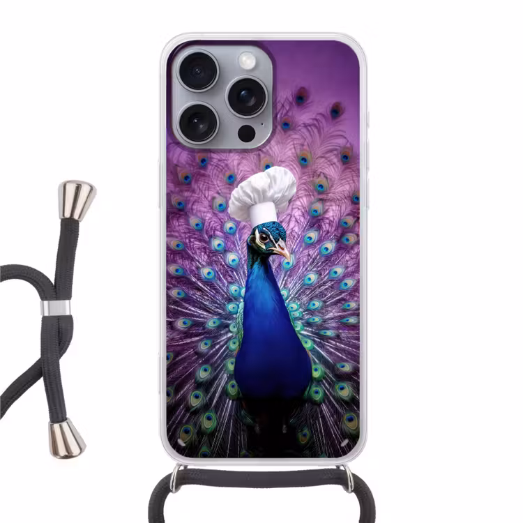 Pauw - Koksmuts - Cool - Paars Hoesje iPhone 16 Pro Max met koord klein -3d