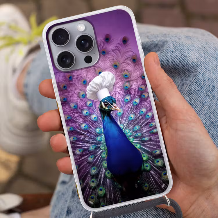 Pauw - Koksmuts - Cool - Paars Hoesje iPhone 16 Pro Max met koord klein -sfeer3