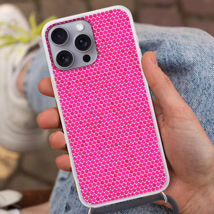 Penny - Mozaïek - Felroze Hoesje iPhone 16 Pro Max met koord klein 804 -sfeer3