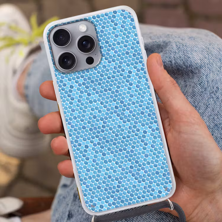 Penny - Mozaïek - Lichtblauw Hoesje iPhone 16 Pro Max met koord klein 804 -sfeer3