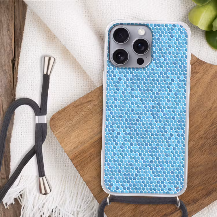 Penny - Mozaïek - Lichtblauw Hoesje iPhone 16 Pro Max met koord klein 804 -sfeer4