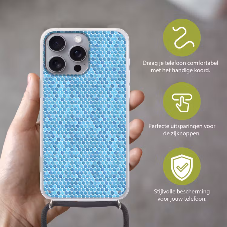 Penny - Mozaïek - Lichtblauw Hoesje iPhone 16 Pro Max met koord klein 804 -sfeer2_NL