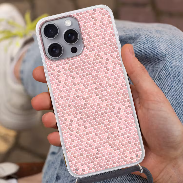 Penny - Mozaïek - Lichtroze Hoesje iPhone 16 Pro Max met koord klein 804 -sfeer3