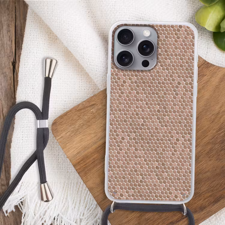 Penny - Mozaïek - Oudroze - Terracotta Hoesje iPhone 16 Pro Max met koord klein 804 -sfeer4