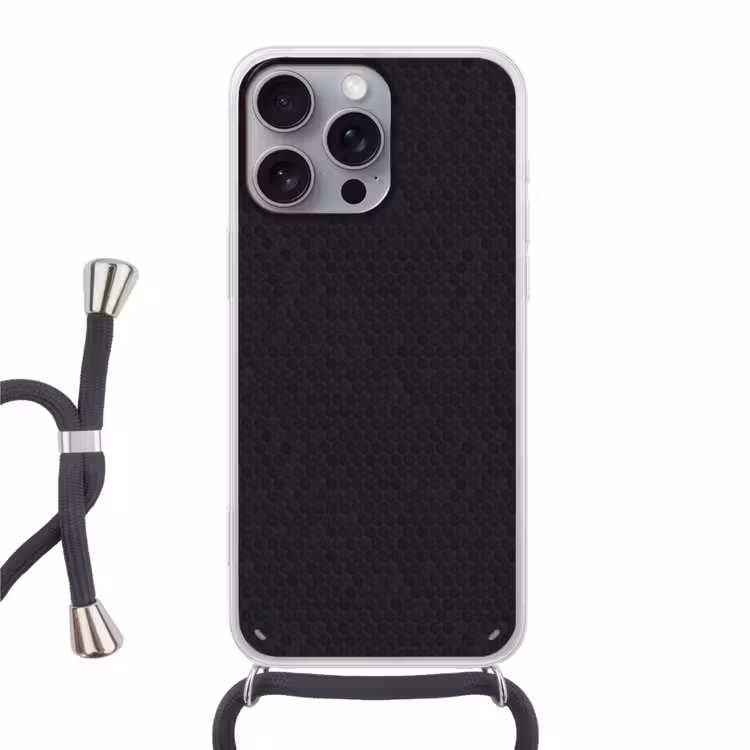 Penny - Tegel - Mat - Zwart Hoesje iPhone 16 Pro Max met koord klein 804 -3d