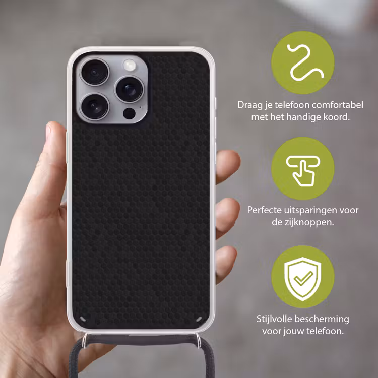 Penny - Tegel - Mat - Zwart Hoesje iPhone 16 Pro Max met koord klein 804 -sfeer2_NL