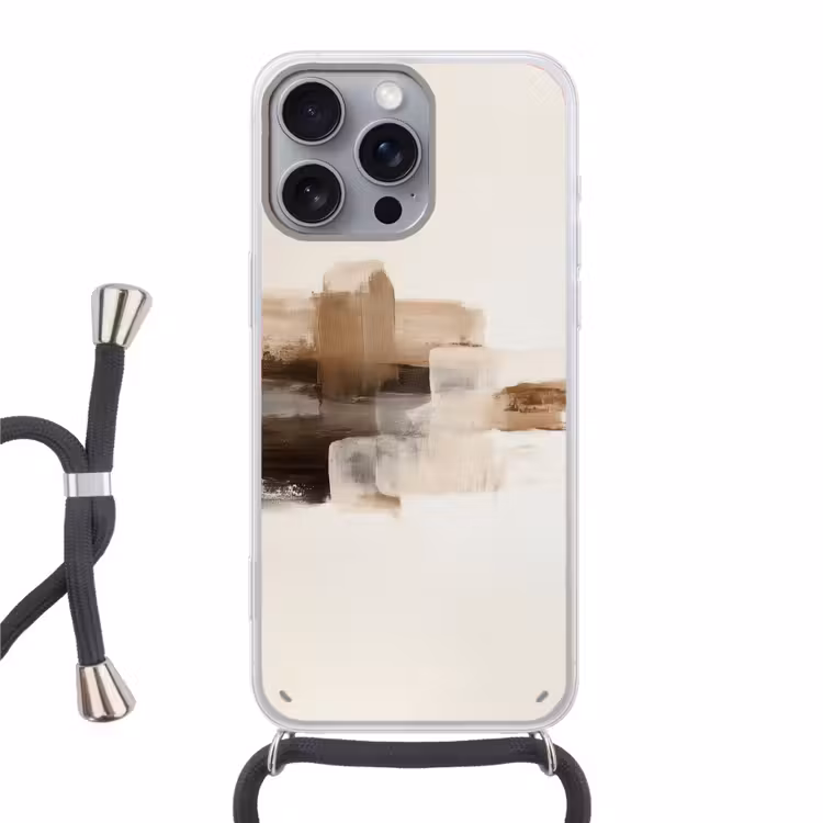Penseelstreken - Abstract landschap - Rust Hoesje iPhone 16 Pro Max met koord klein -3d