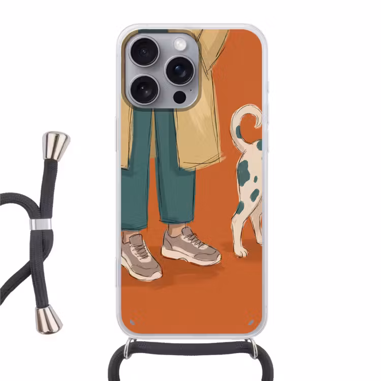 Persoon - Hond - Dieren - Illustratie - Modern Hoesje iPhone 16 Pro Max met koord klein -3d