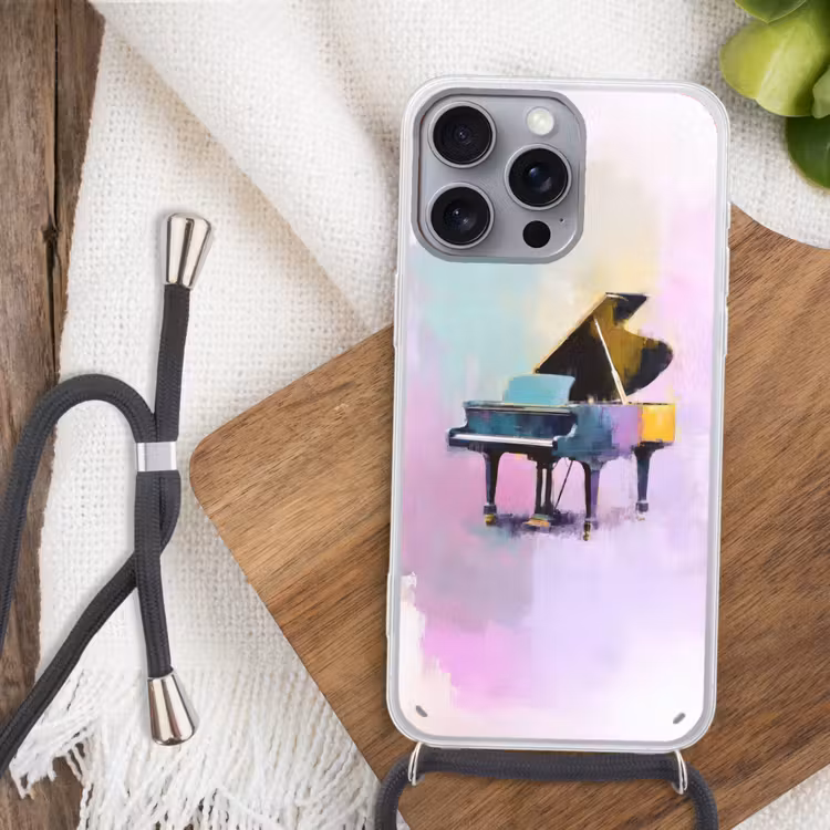 Piano - Pastel - Elegant - Dromerig Hoesje iPhone 16 Pro Max met koord klein -sfeer4