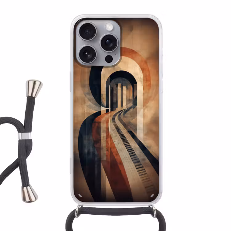 Piano - Toetsen - Abstract Hoesje iPhone 16 Pro Max met koord klein -3d