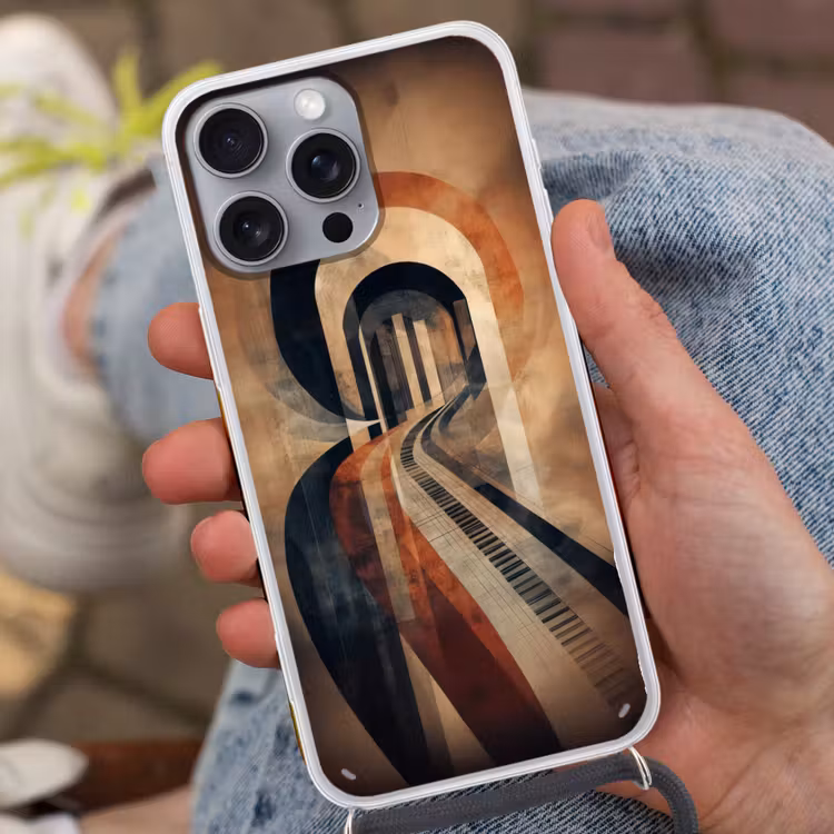 Piano - Toetsen - Abstract Hoesje iPhone 16 Pro Max met koord klein -sfeer3