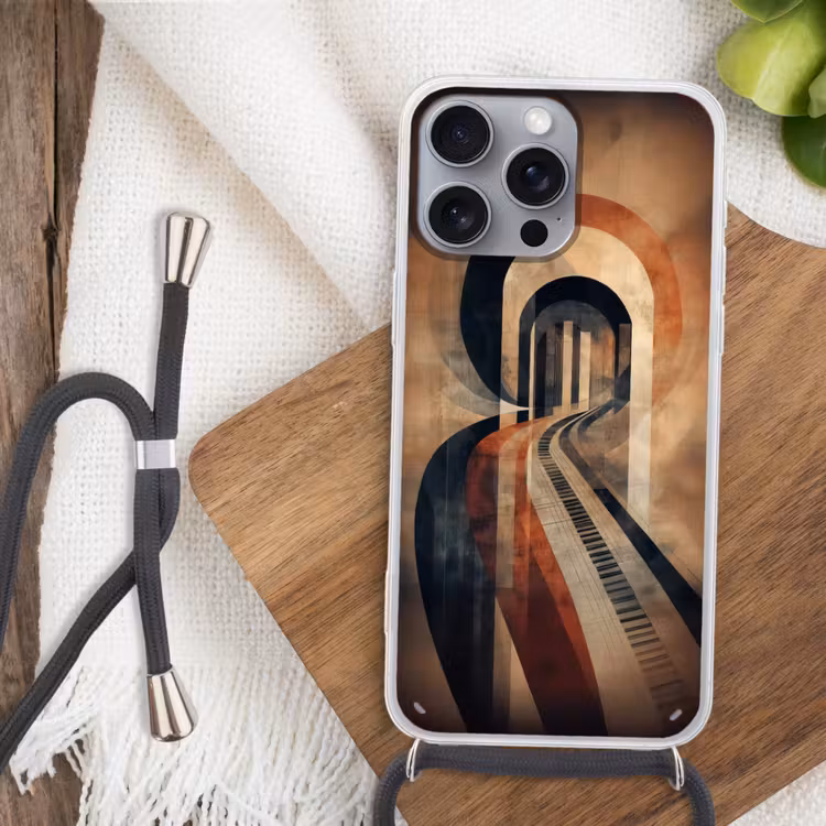 Piano - Toetsen - Abstract Hoesje iPhone 16 Pro Max met koord klein -sfeer4