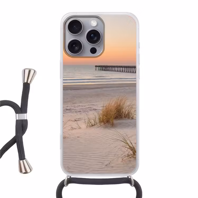 Pier - Zonsondergang - Strand Hoesje iPhone 16 Pro Max met koord klein -3d