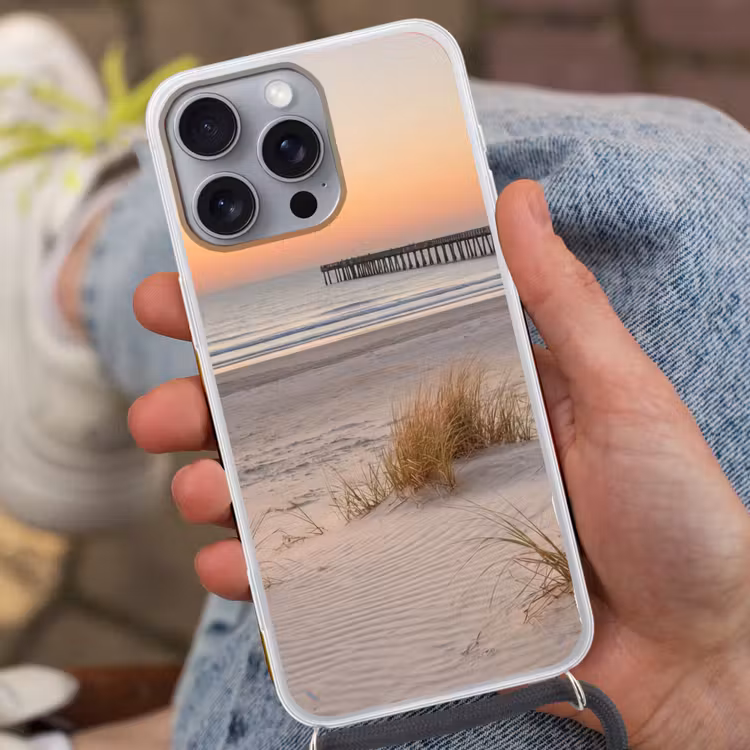 Pier - Zonsondergang - Strand Hoesje iPhone 16 Pro Max met koord klein -sfeer3