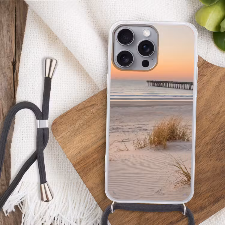 Pier - Zonsondergang - Strand Hoesje iPhone 16 Pro Max met koord klein -sfeer4