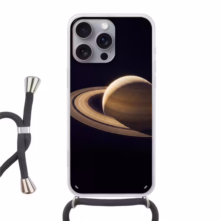 Telefoonhoesje met koord - Planeet - Ringen - Ruimte - Planeet - Ringen - Ruimte Hoesje iPhone 16 Pro Max met koord klein