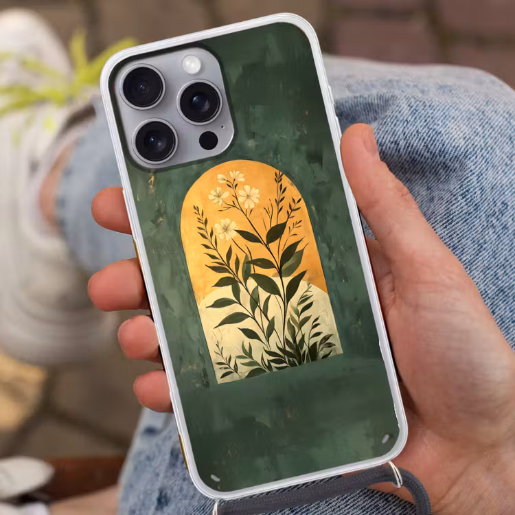 Plant - Bloemen - Wit Hoesje iPhone 16 Pro Max met koord klein -sfeer3