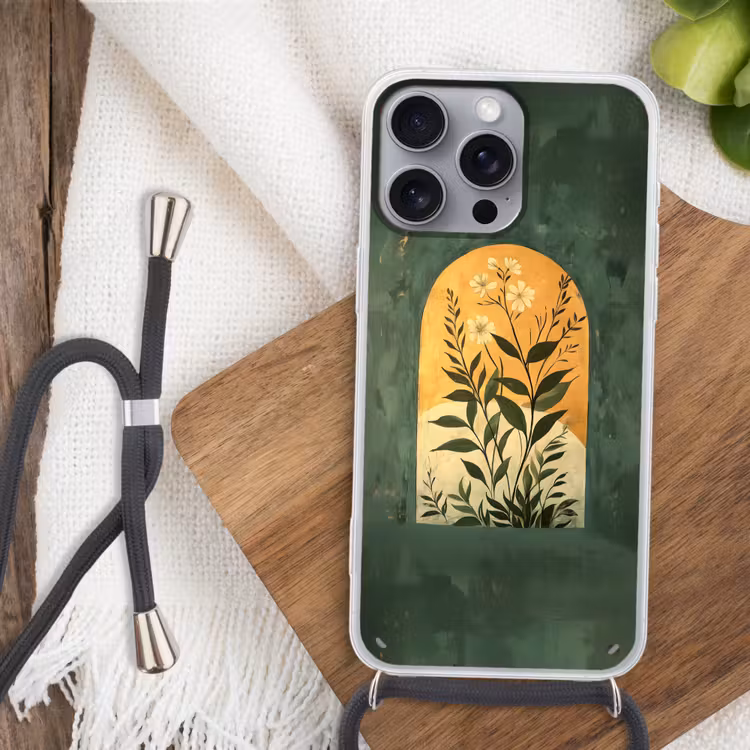 Plant - Bloemen - Wit Hoesje iPhone 16 Pro Max met koord klein -sfeer4