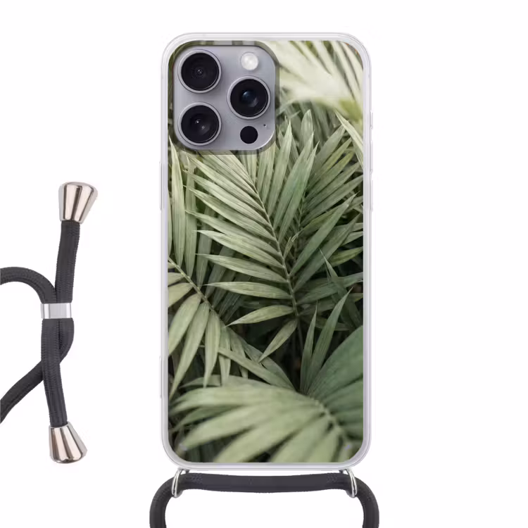 Plant - Palmbladeren - Natuur - Groen Hoesje iPhone 16 Pro Max met koord klein -3d
