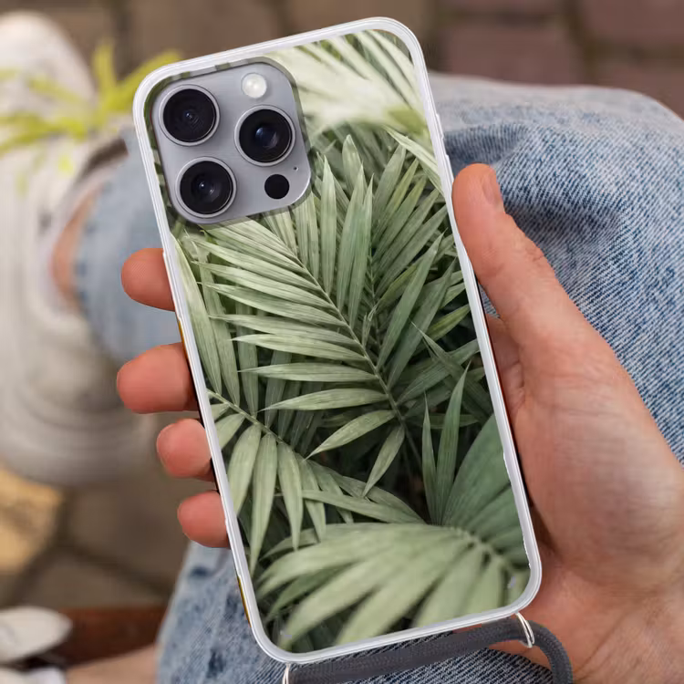 Plant - Palmbladeren - Natuur - Groen Hoesje iPhone 16 Pro Max met koord klein -sfeer3