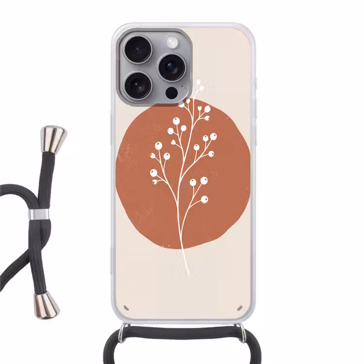 Plant - Tak - Abstract - Modern - Wit Hoesje iPhone 16 Pro Max met koord klein -3d