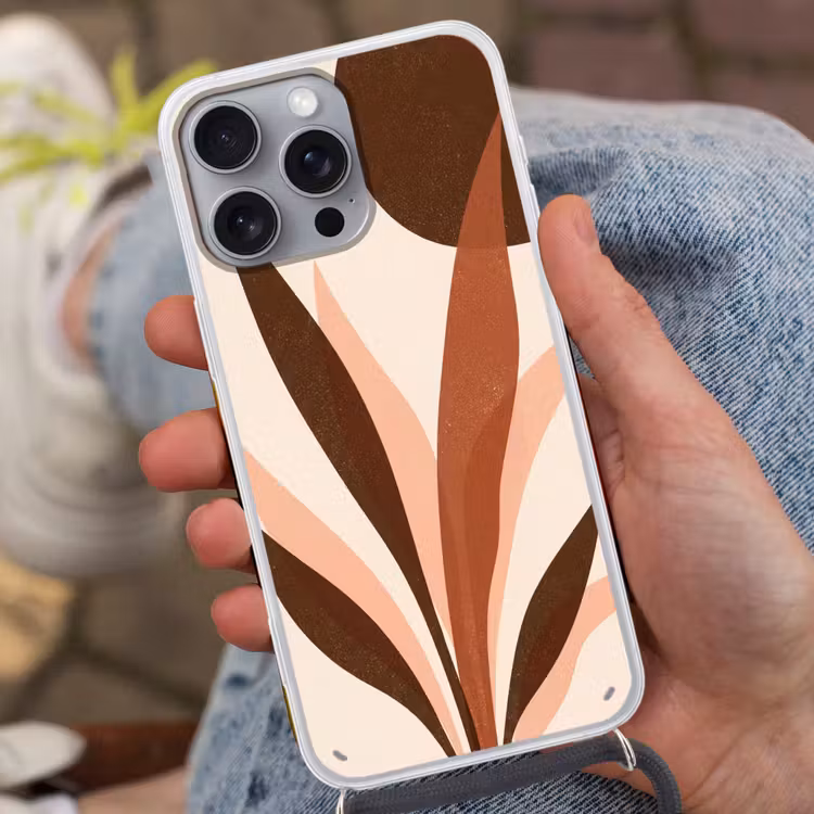 Planten - Abstract - Natuur - Bruin Hoesje iPhone 16 Pro Max met koord klein -sfeer3