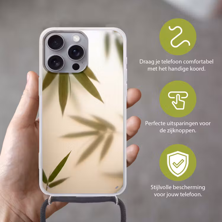Planten - Bladeren - Natuur - Groen Hoesje iPhone 16 Pro Max met koord klein -sfeer2_NL