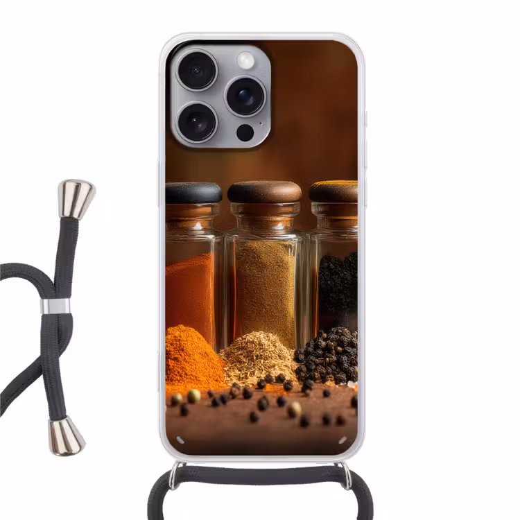 Potjes - Kruiden - Specerijen - Korrels Hoesje iPhone 16 Pro Max met koord klein -3d