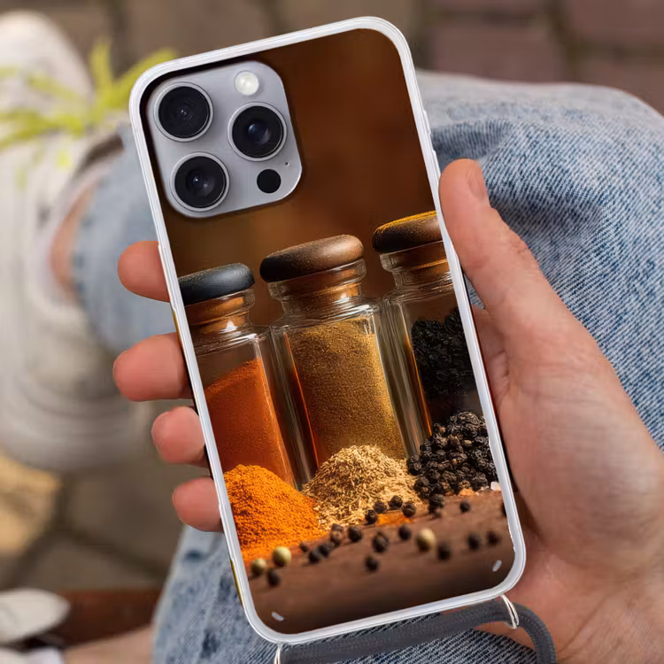 Potjes - Kruiden - Specerijen - Korrels Hoesje iPhone 16 Pro Max met koord klein -sfeer3
