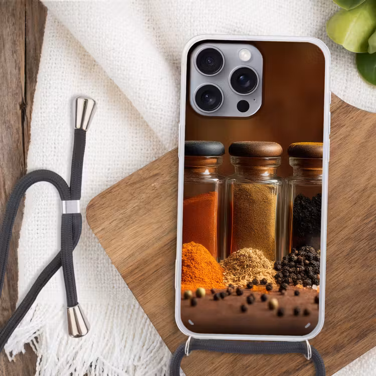 Potjes - Kruiden - Specerijen - Korrels Hoesje iPhone 16 Pro Max met koord klein -sfeer4