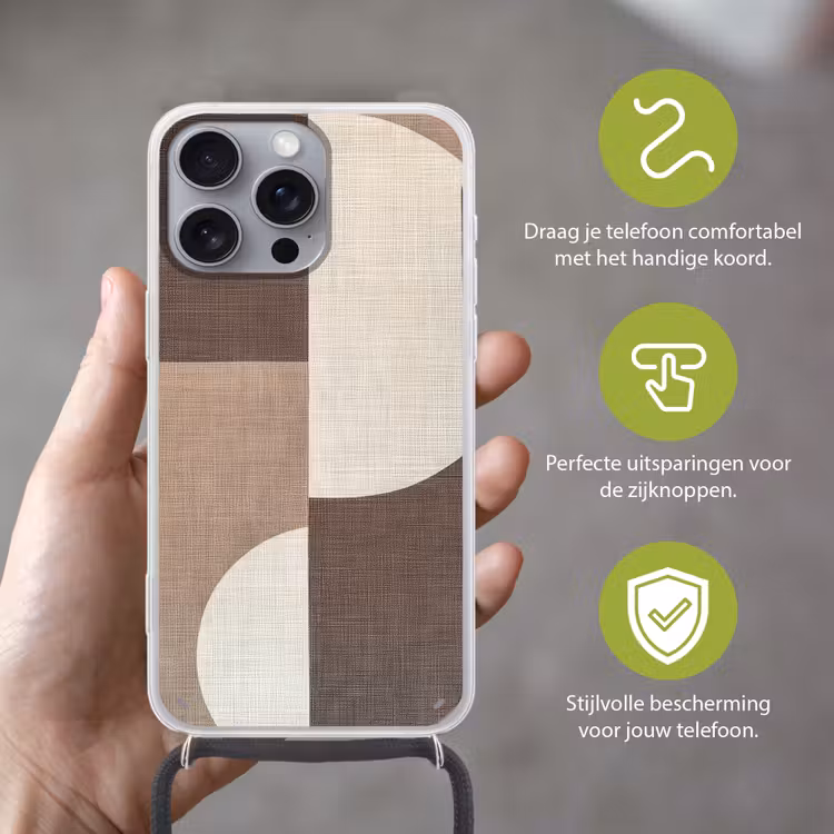 Raster - Halve cirkels - Contrast Hoesje iPhone 16 Pro Max met koord klein -sfeer2_NL