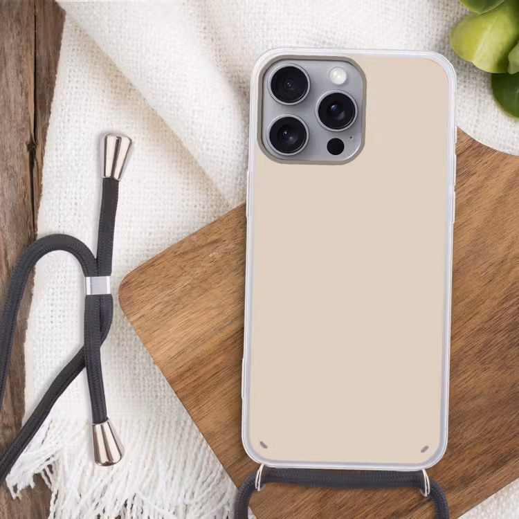 Raw - Linen - Nude Hoesje iPhone 16 Pro Max met koord klein 804 -sfeer4
