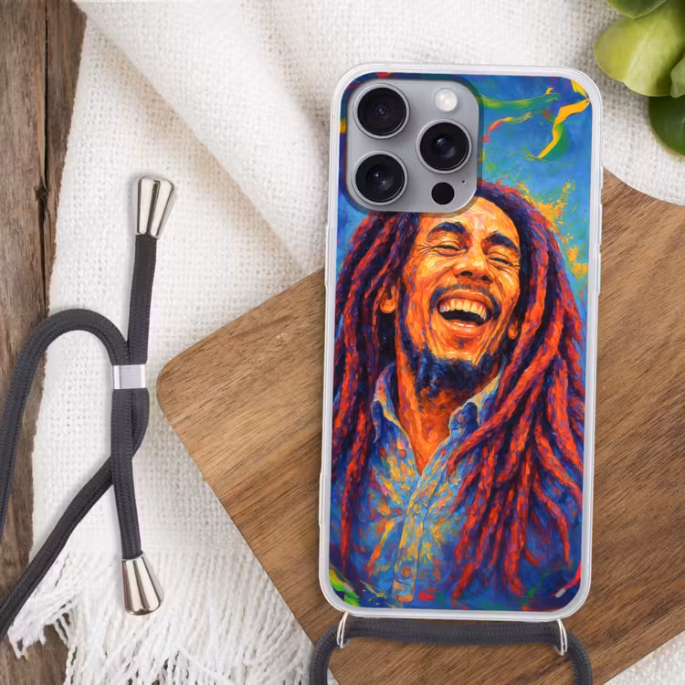 Regenboogkleuren - Man - schilderij Hoesje iPhone 16 Pro Max met koord klein -sfeer4