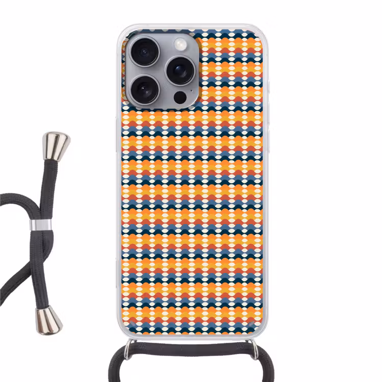 Retro - Disco - Golven Hoesje iPhone 16 Pro Max met koord klein 804 -3d
