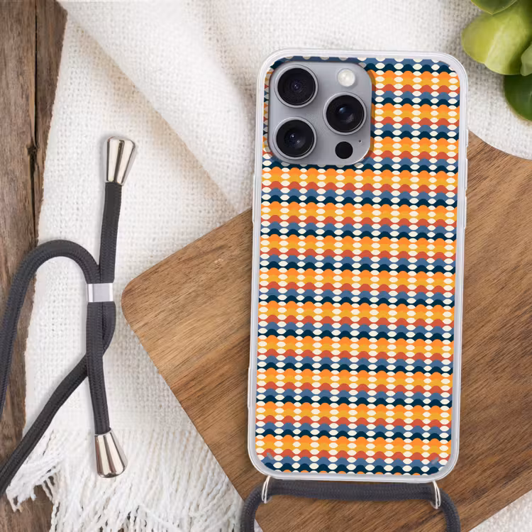 Retro - Disco - Golven Hoesje iPhone 16 Pro Max met koord klein 804 -sfeer4