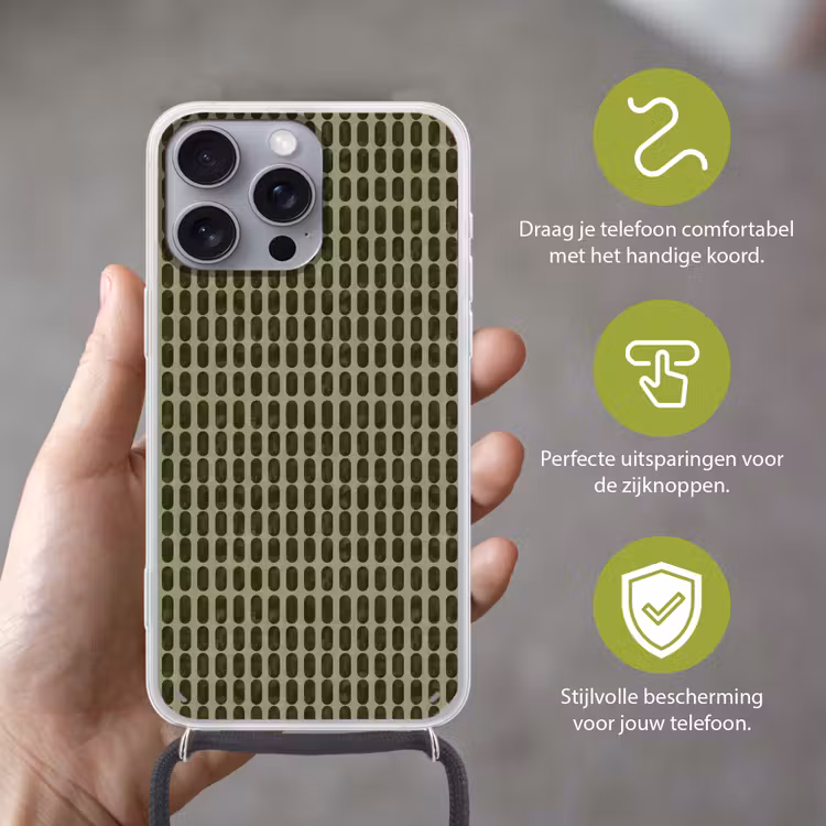 Ritmisch - Effect - Groen Hoesje iPhone 16 Pro Max met koord klein 804 -sfeer2_NL