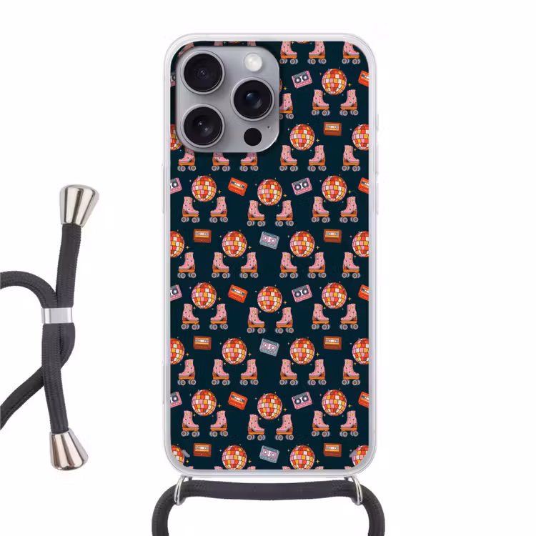 Rolschaatsen - Patroon - Disco Hoesje iPhone 16 Pro Max met koord klein 804 -3d