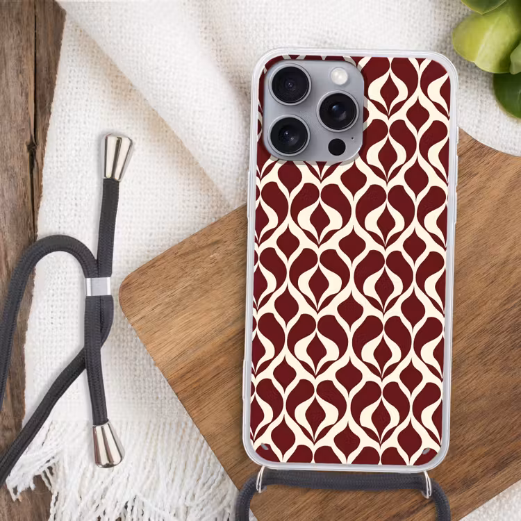 Rood - Druppelpatroon - Grafisch Hoesje iPhone 16 Pro Max met koord klein 804 -sfeer4