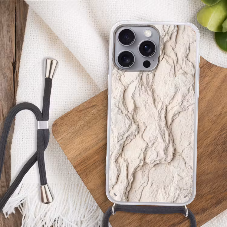 Rots - Structuur - Natuur - Beige - Abstract Hoesje iPhone 16 Pro Max met koord klein -sfeer4